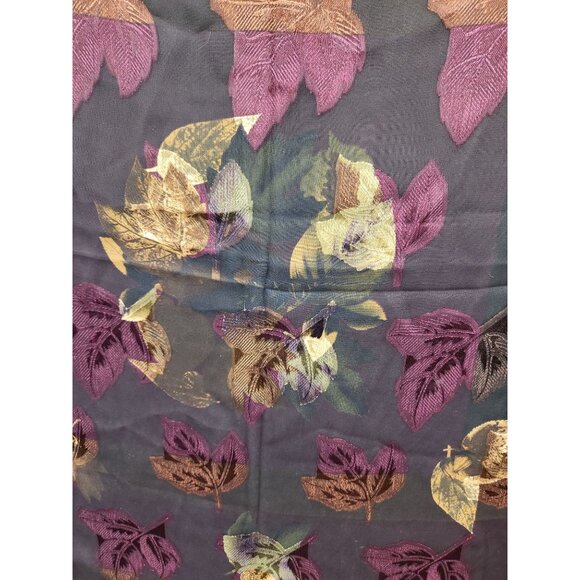 Sheer Chiffon Scarf With Vibrant Leaf Print 35x35 Inches Liz Claiborne - Picture 8 of 11